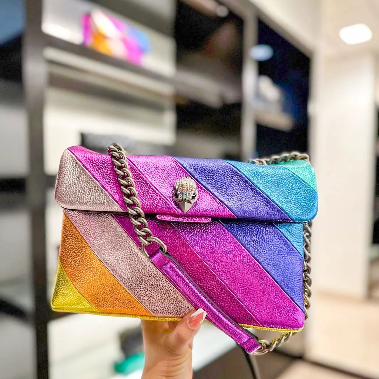 Buy First Copy Kurt Geiger London Kensington Striped Shoulder Bag - Master Quality 7A Mirror at Lowest Price Online India