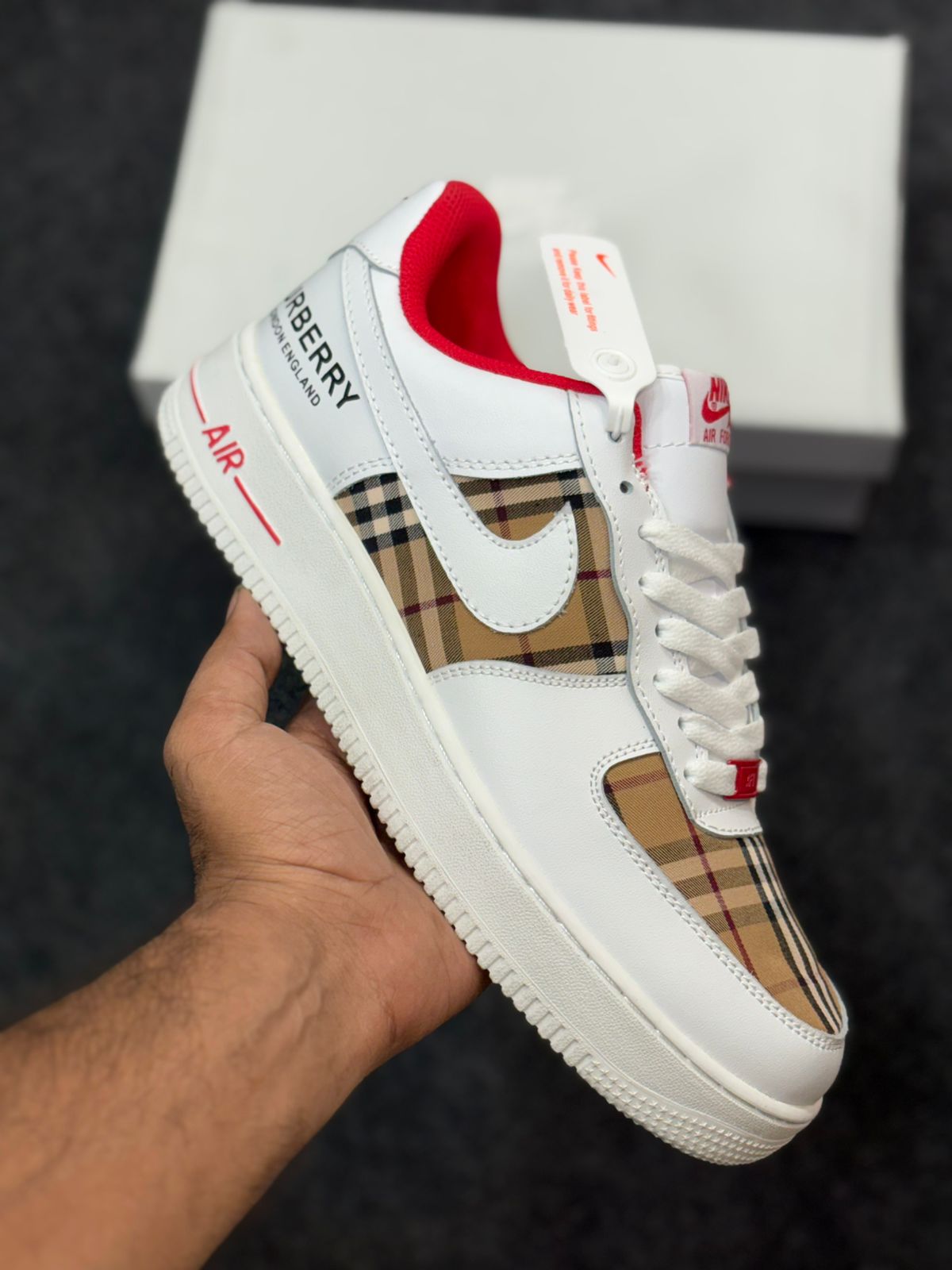 Buy First Copy Nike Air Force x Burberry Men’s Sneakers - Master Quality 7A Mirror at Lowest Price Online India