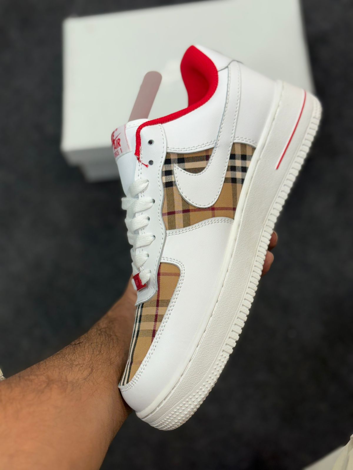 Buy First Copy Nike Air Force x Burberry Men’s Sneakers - Master Quality 7A Mirror at Lowest Price Online India