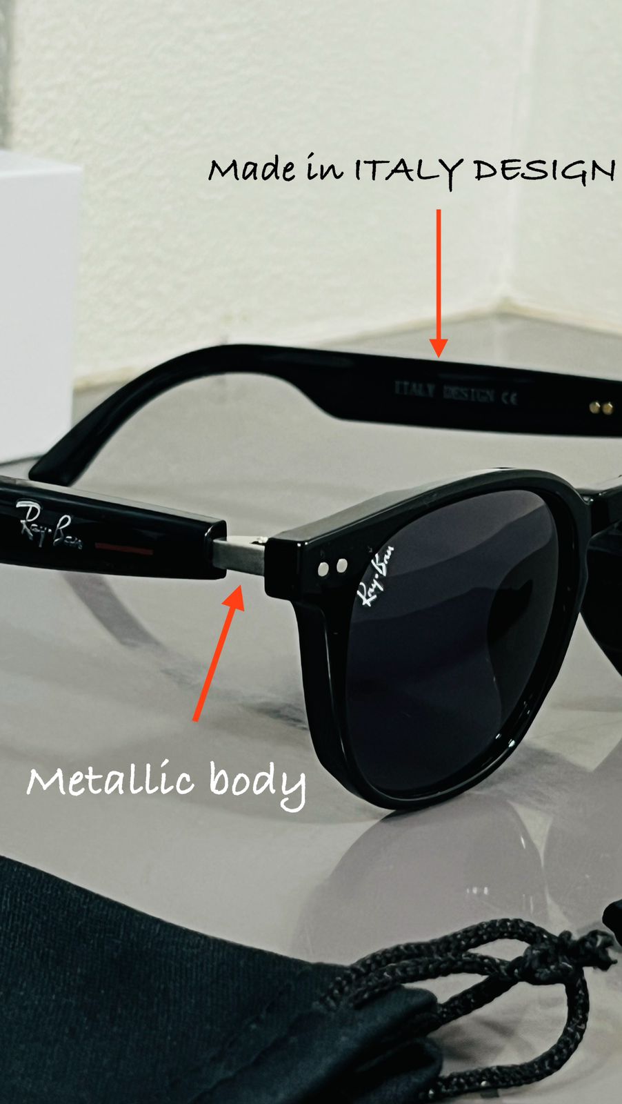 Buy First Copy Ray-Ban Meta Edition Smart Audio Sunglasses - Matte Black – accessories showing authentic design. Cash on Delivery available, Free shipping across India, Pan India delivery, 1:1 master replica with original box