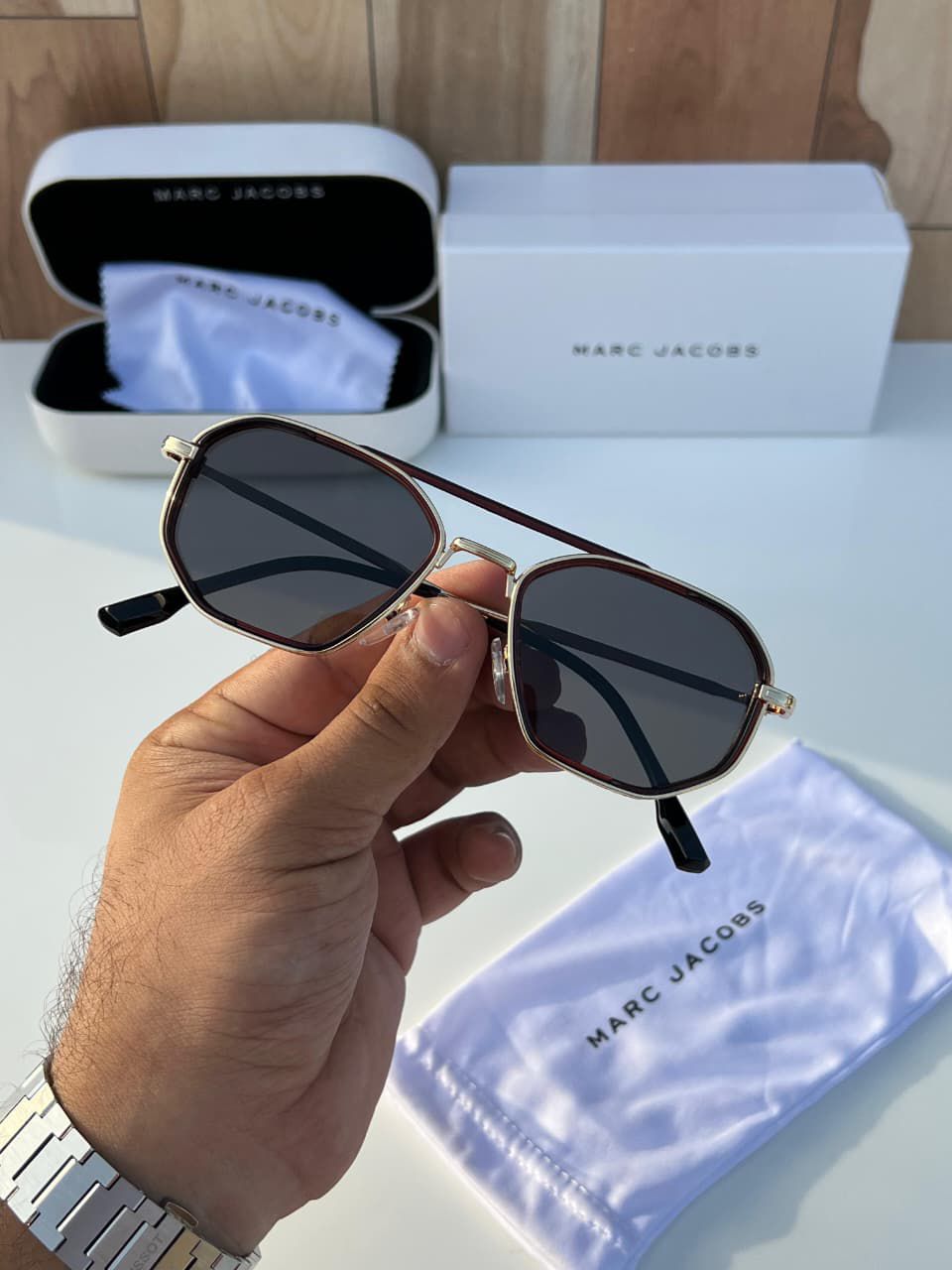 Buy First Copy Marc Jacobs Hexagon Men's Sunglasses – accessories showing authentic design. Cash on Delivery available, Free shipping across India, Pan India delivery, UV400 protection lenses
