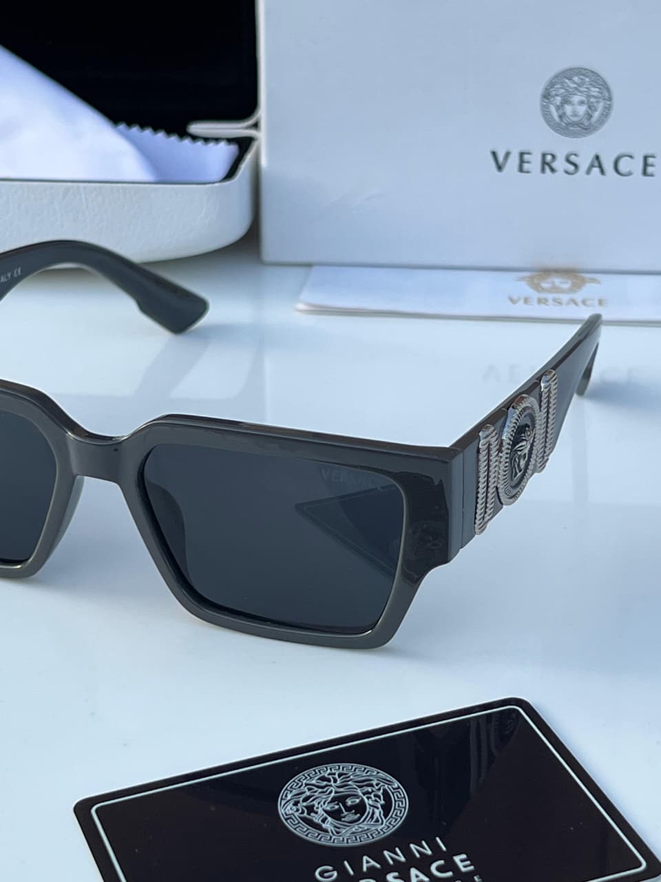 Buy First Copy Versace Medusa Square Sunglasses - Unisex – additional view showing authentic design. Cash on Delivery available, Free shipping across India, Pan India delivery, UV400 protection lenses
