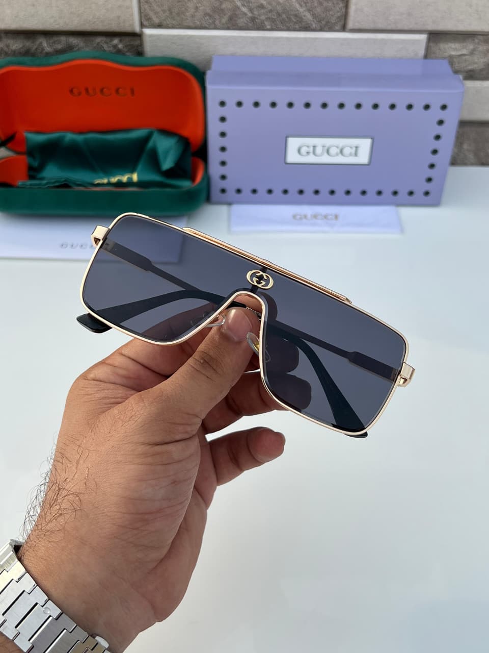 Buy First Copy Gucci Square Shield Men’s Sunglasses - Master Quality 7A Mirror at Lowest Price Online India