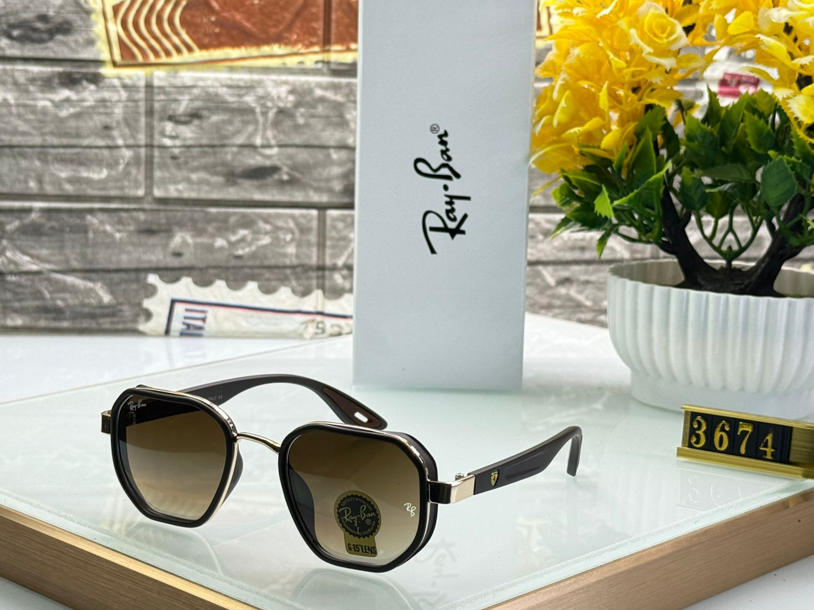 Buy First Copy Ray-Ban Octagon Ferrari Edition Sunglasses for Men - Master Quality 7A Mirror at Lowest Price Online India