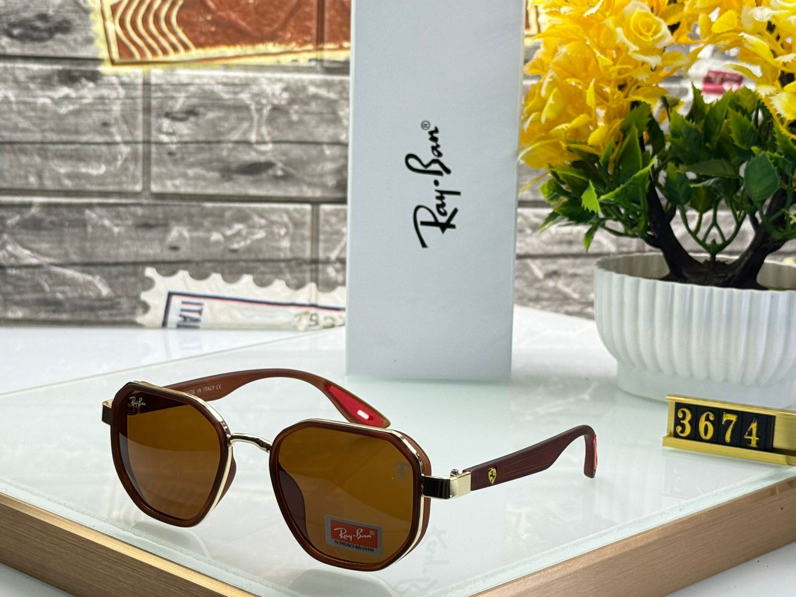 Buy First Copy Ray-Ban Octagon Ferrari Edition Sunglasses for Men - Master Quality 7A Mirror at Lowest Price Online India