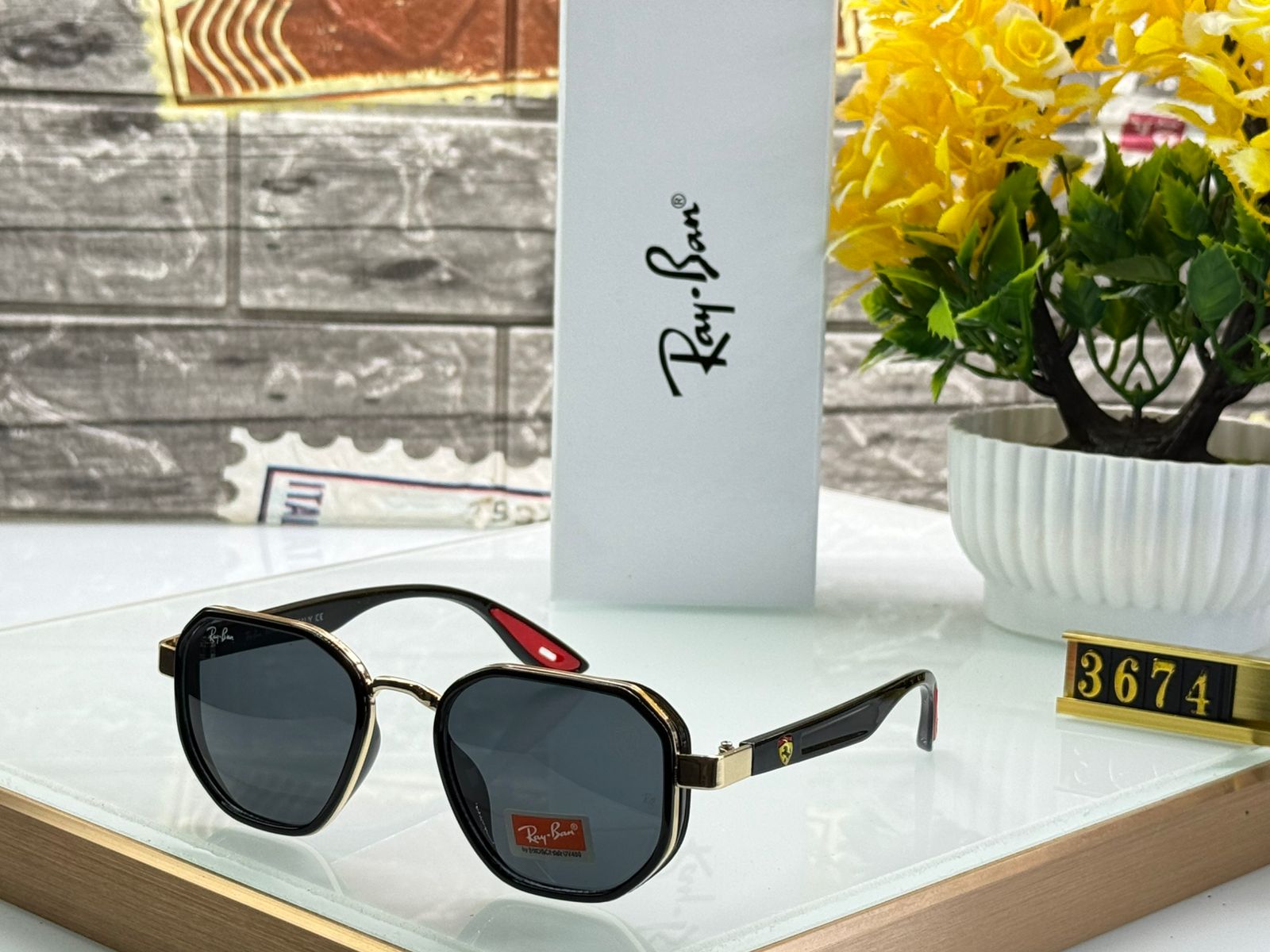 Buy First Copy Ray-Ban Octagon Ferrari Edition Sunglasses for Men - Master Quality 7A Mirror at Lowest Price Online India