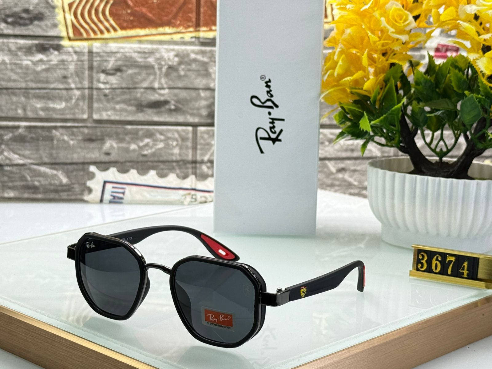 Buy First Copy Ray-Ban Octagon Ferrari Edition Sunglasses for Men - Master Quality 7A Mirror at Lowest Price Online India