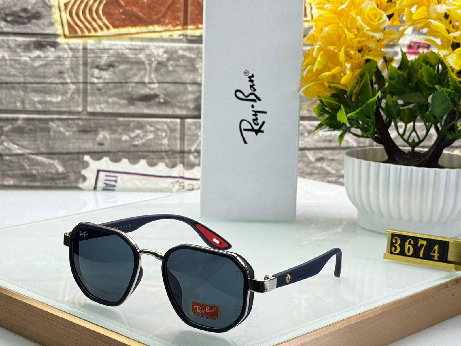 Buy First Copy Ray-Ban Octagon Ferrari Edition Sunglasses for Men - Master Quality 7A Mirror at Lowest Price Online India