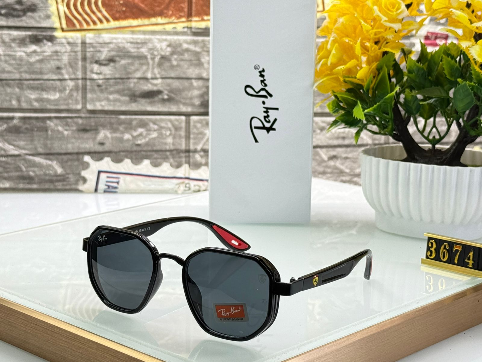 Buy First Copy Ray-Ban Octagon Ferrari Edition Sunglasses for Men - Master Quality 7A Mirror at Lowest Price Online India