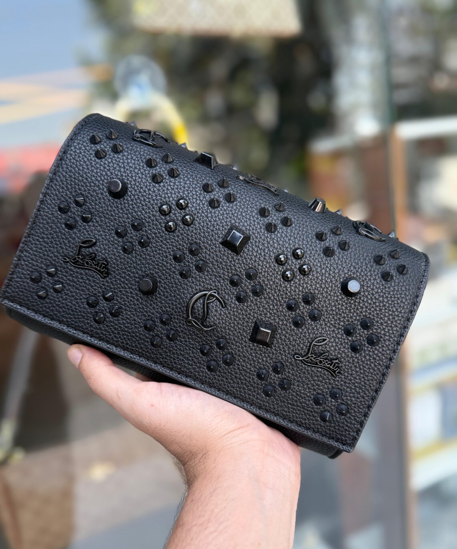 Buy First Copy Christian Louboutin Studded Paloma Clutch Women Sling Bag – Black - Master Quality 7A Mirror at Lowest Price Online India