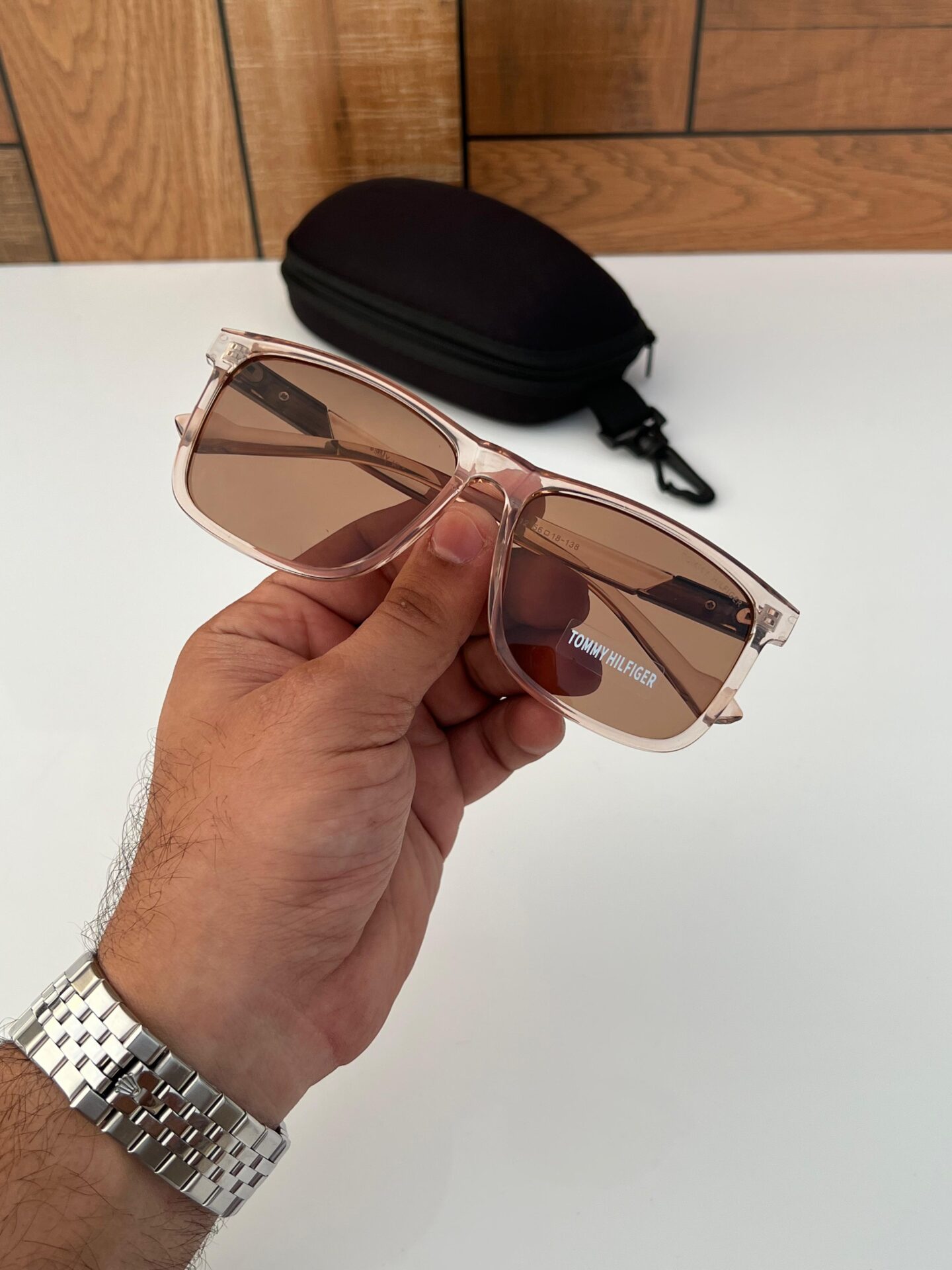 Buy First Copy Tommy Hilfiger Transparent brown square acetate frame Men’s Sunglasses - Master Quality 7A Mirror at Lowest Price Online India