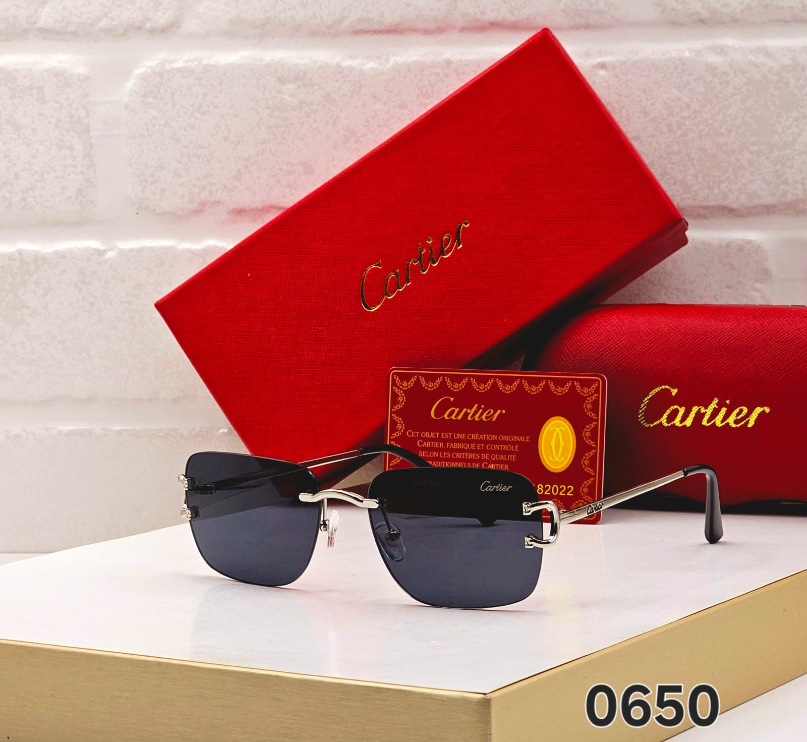 Buy First Copy Cartier Men’s rectangular rimless Sunglasses - Master Quality 7A Mirror at Lowest Price Online India