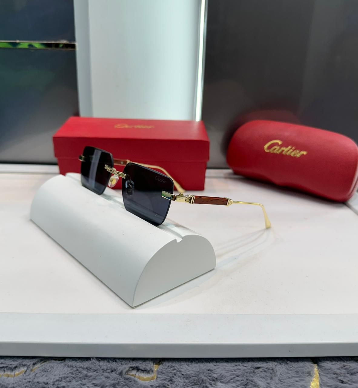Buy First Copy Cartier Men’s Rimless Sunglasses - Master Quality 7A Mirror at Lowest Price Online India