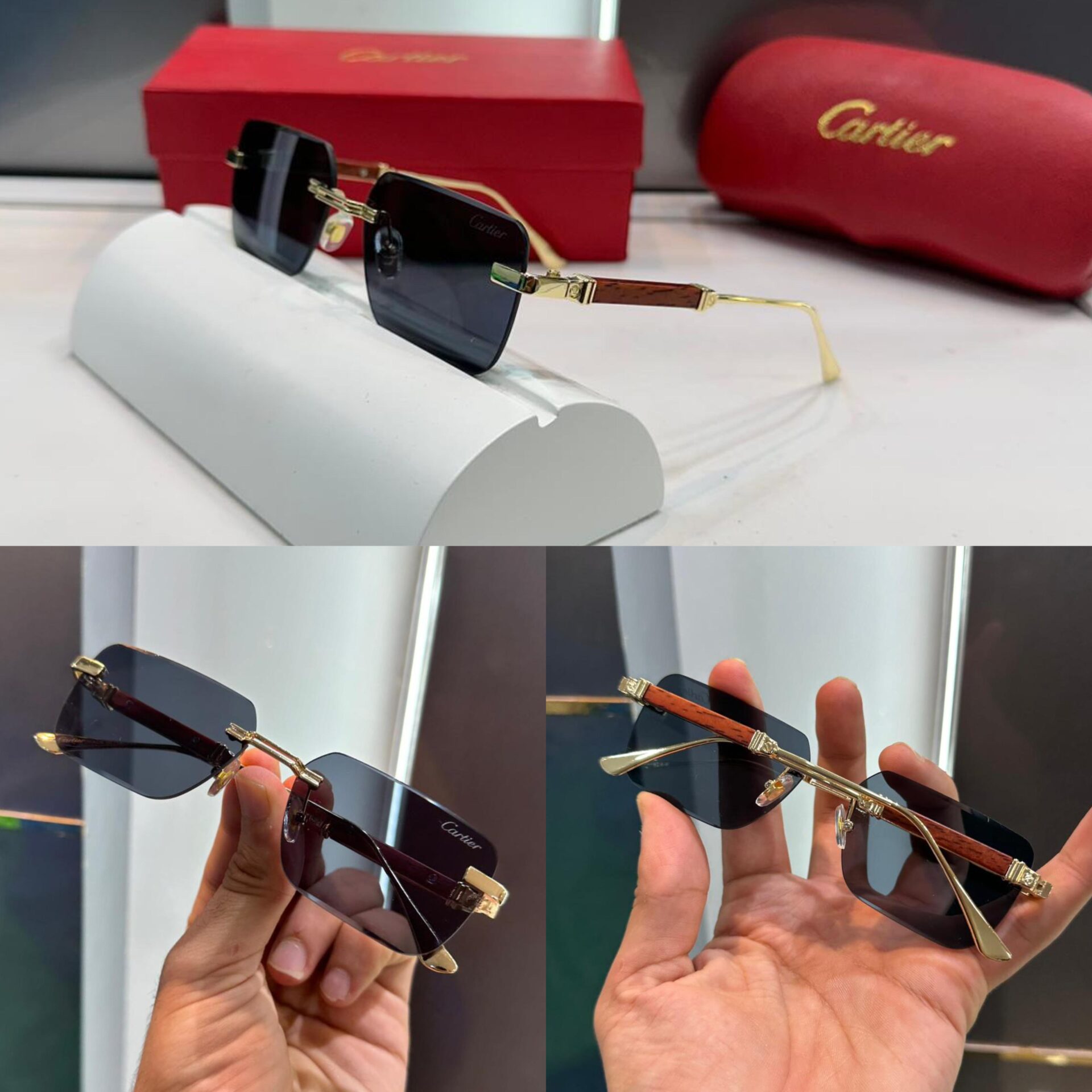 Buy First Copy Cartier Men’s Rimless Sunglasses - Master Quality 7A Mirror at Lowest Price Online India