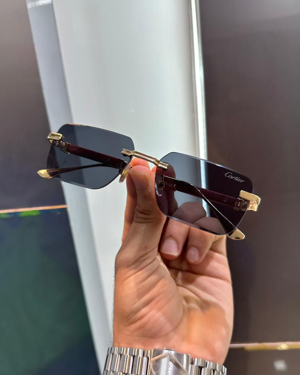 Buy First Copy Cartier Men’s Rimless Sunglasses - Master Quality 7A Mirror at Lowest Price Online India