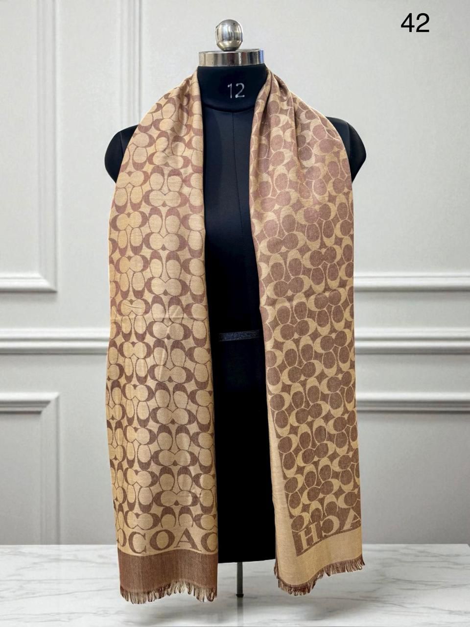 Buy First Copy Coach Semi Woollen Logo Stole - Master Quality 7A Mirror at Lowest Price Online India