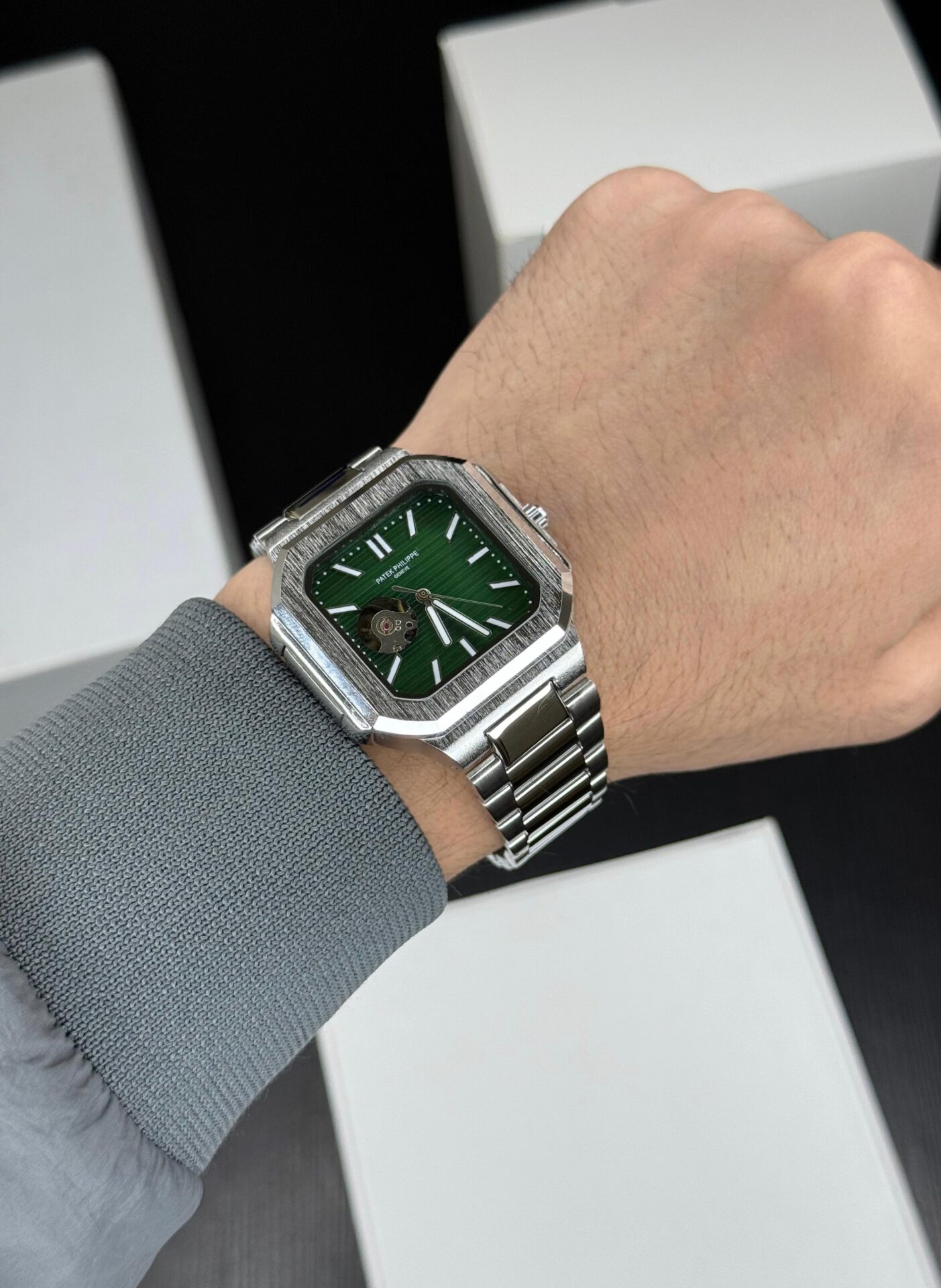 Buy First Copy Patek Philippe Green Dial Men’s Skeleton Automatic Watch 42mm - Master Quality 7A Mirror at Lowest Price Online India