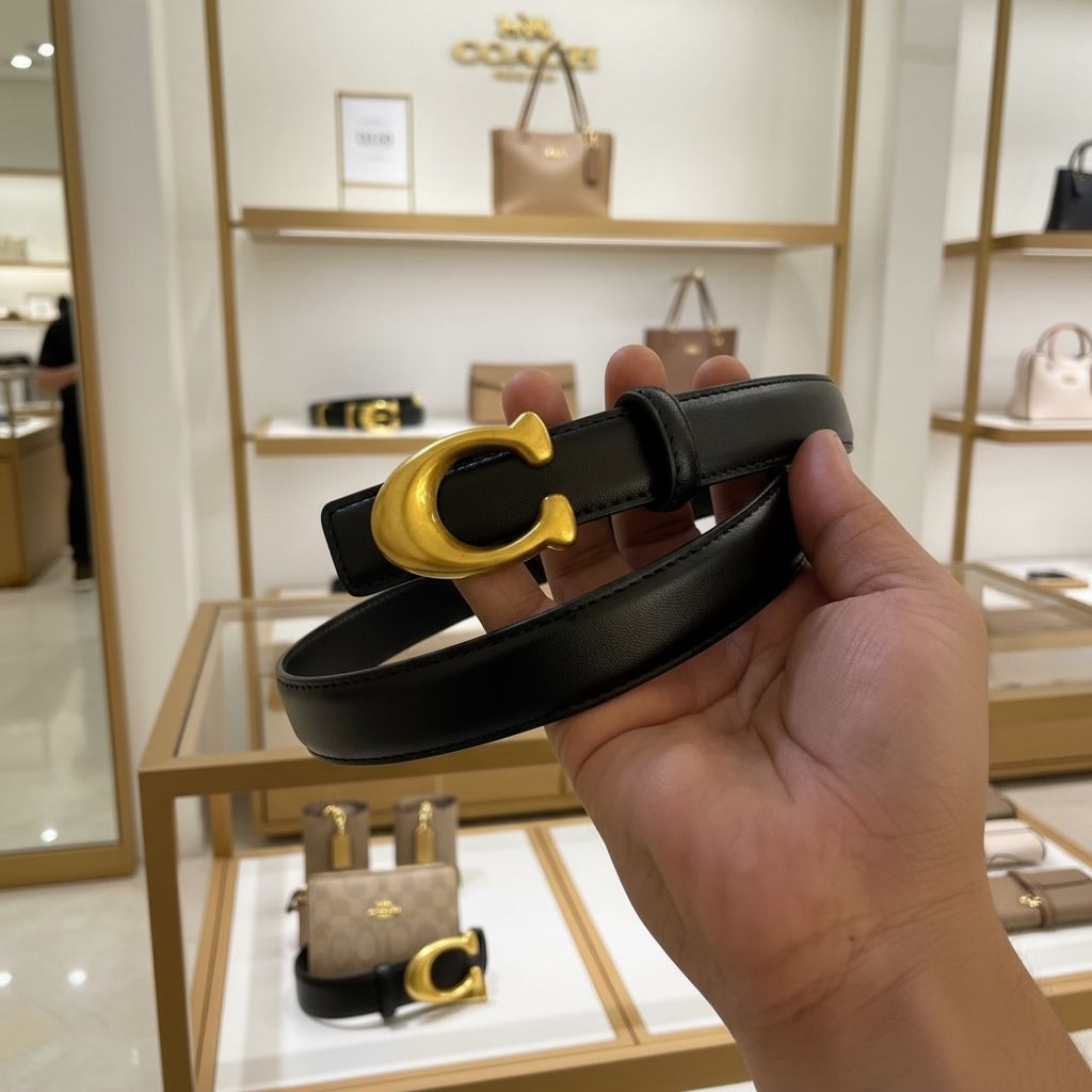 Buy First Copy Coach Authentic Pure Leather Unisex Belt - Master Quality 7A Mirror at Lowest Price Online India