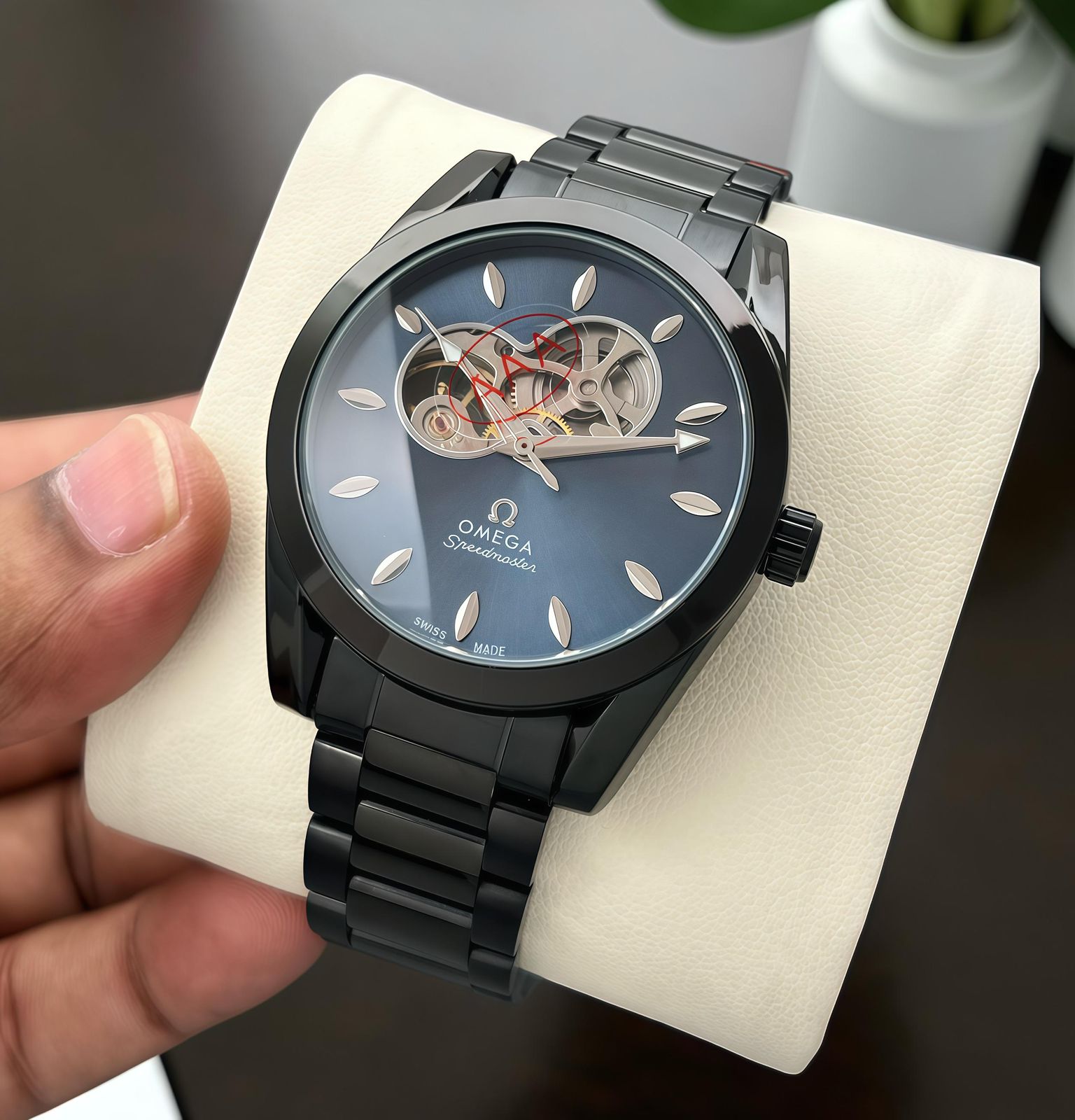 Buy First Copy Omega Speedmaster Skeleton Black 43mm Automatic Men’s Watch - Master Quality 7A Mirror at Lowest Price Online India