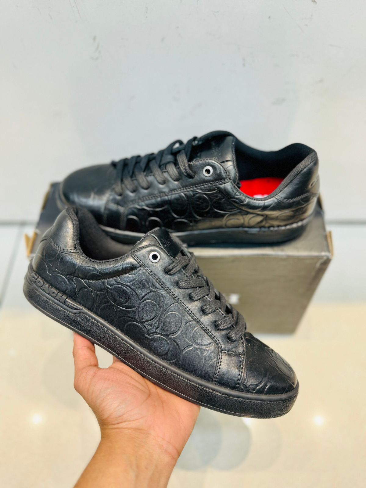 Buy First Copy Coach Black Monogram Sneakers For Men - Master Quality 7A Mirror at Lowest Price Online India