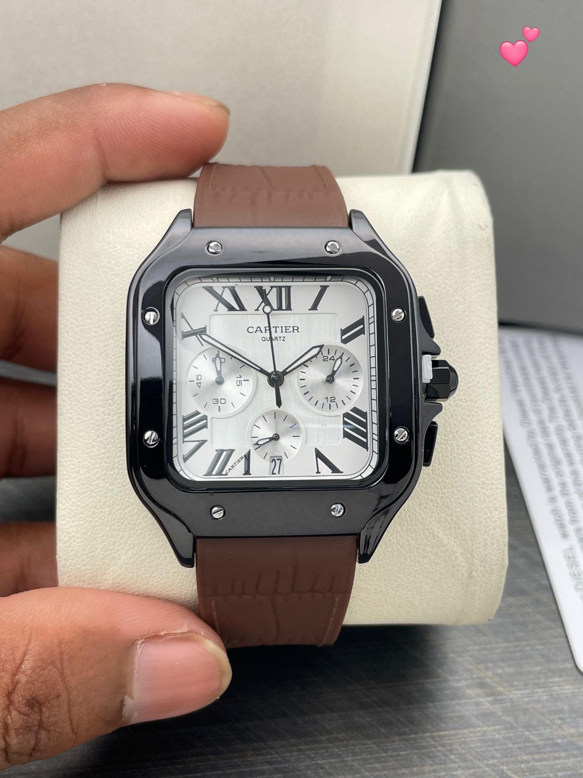 Buy First Copy Cartier Santos Chronograph 42mm Quartz Movement Men’s watch - Master Quality 7A Mirror at Lowest Price Online India