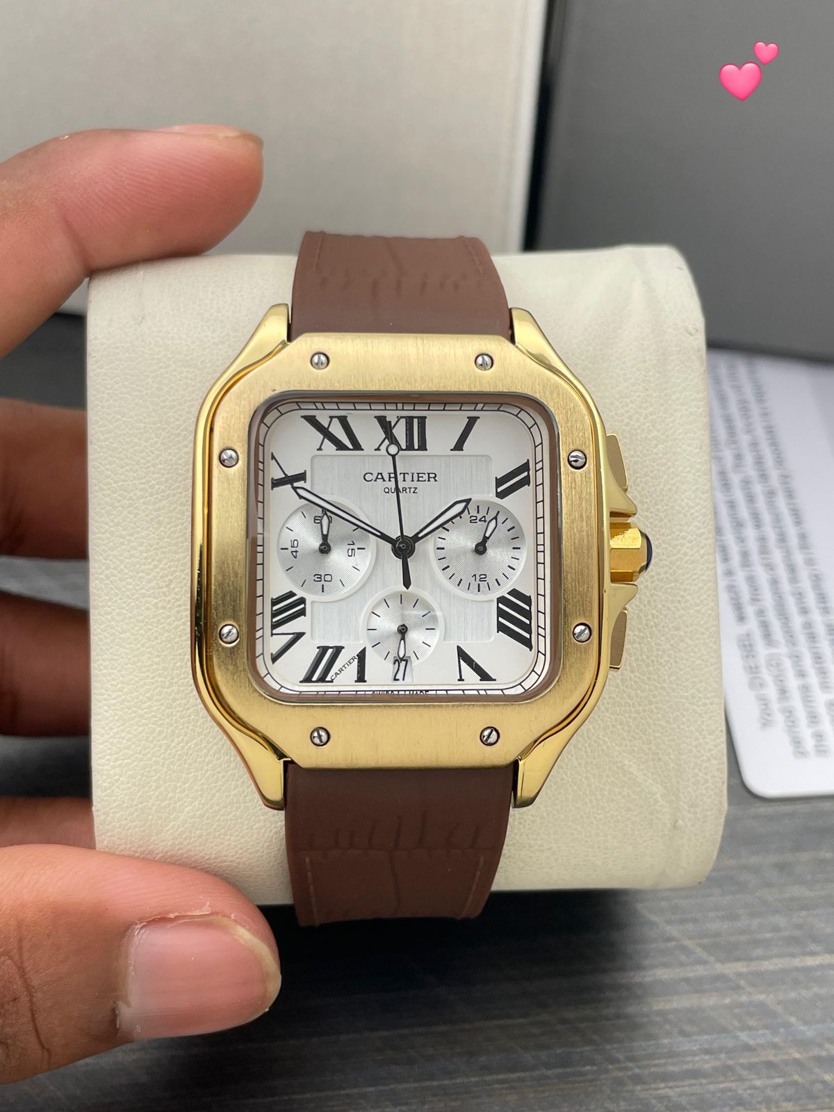 Buy First Copy Cartier Santos Chronograph 42mm Quartz Movement Men’s watch - Master Quality 7A Mirror at Lowest Price Online India
