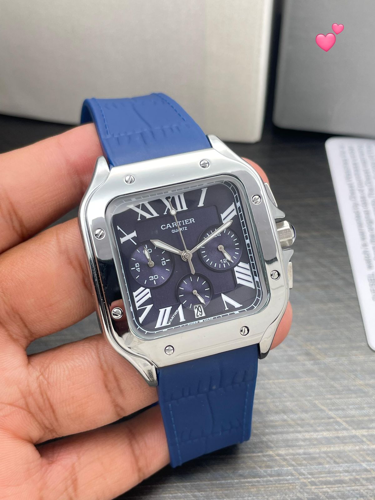 Buy First Copy Cartier Santos Chronograph 42mm Quartz Movement Men’s watch - Master Quality 7A Mirror at Lowest Price Online India