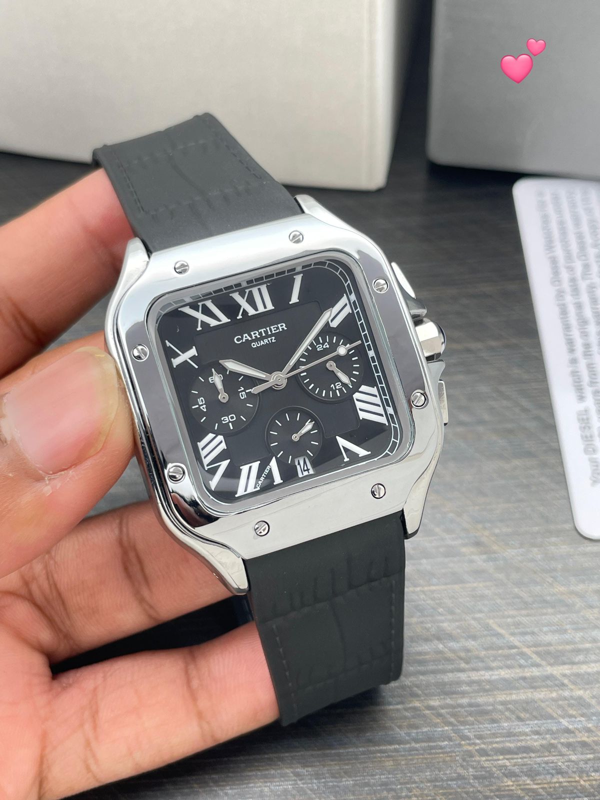 Buy First Copy Cartier Santos Chronograph 42mm Quartz Movement Men’s watch - Master Quality 7A Mirror at Lowest Price Online India