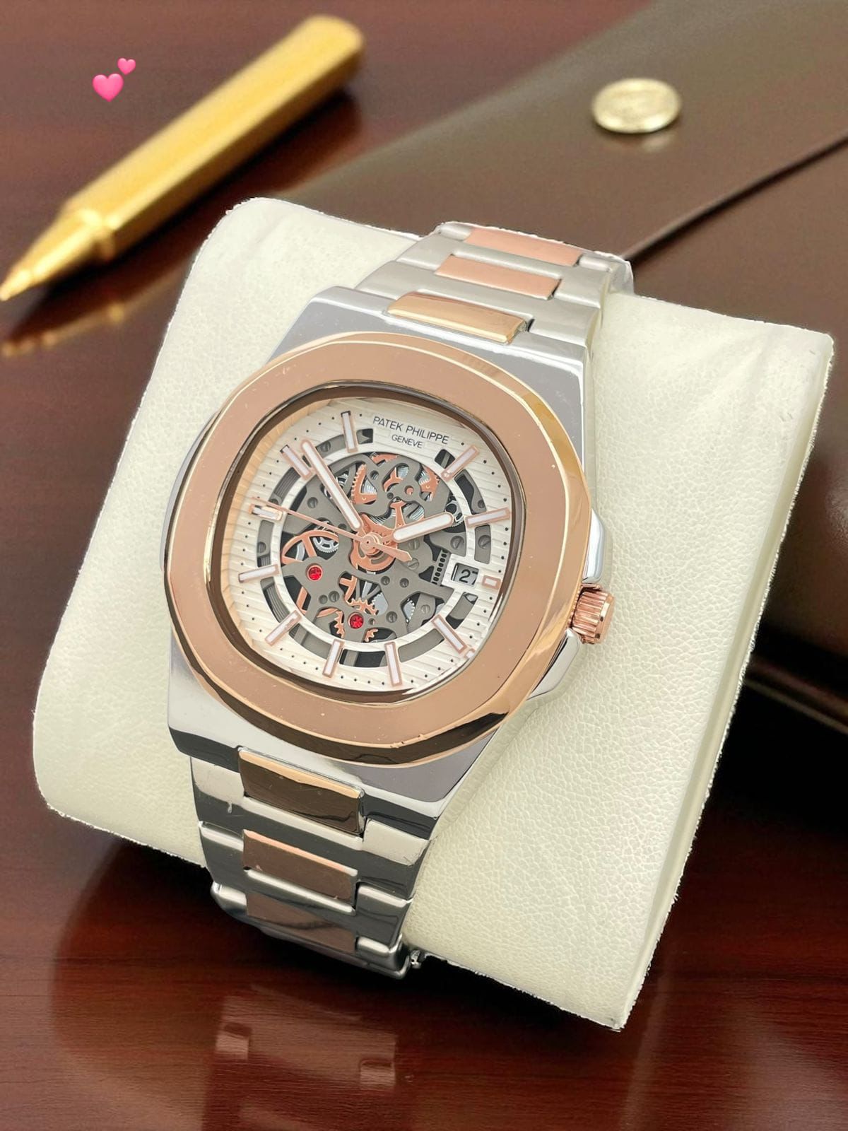 Buy First Copy Patek Philippe Nautilus Skeleton Two-Tone Gold 40mm Quartz Movement Men’s Watch - Master Quality 7A Mirror at Lowest Price Online India