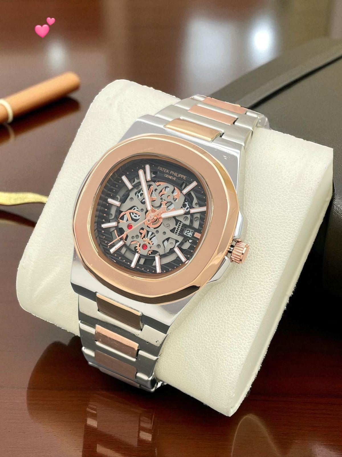 Buy First Copy Patek Philippe Nautilus Skeleton Two-Tone Gold 40mm Quartz Movement Men’s Watch - Master Quality 7A Mirror at Lowest Price Online India