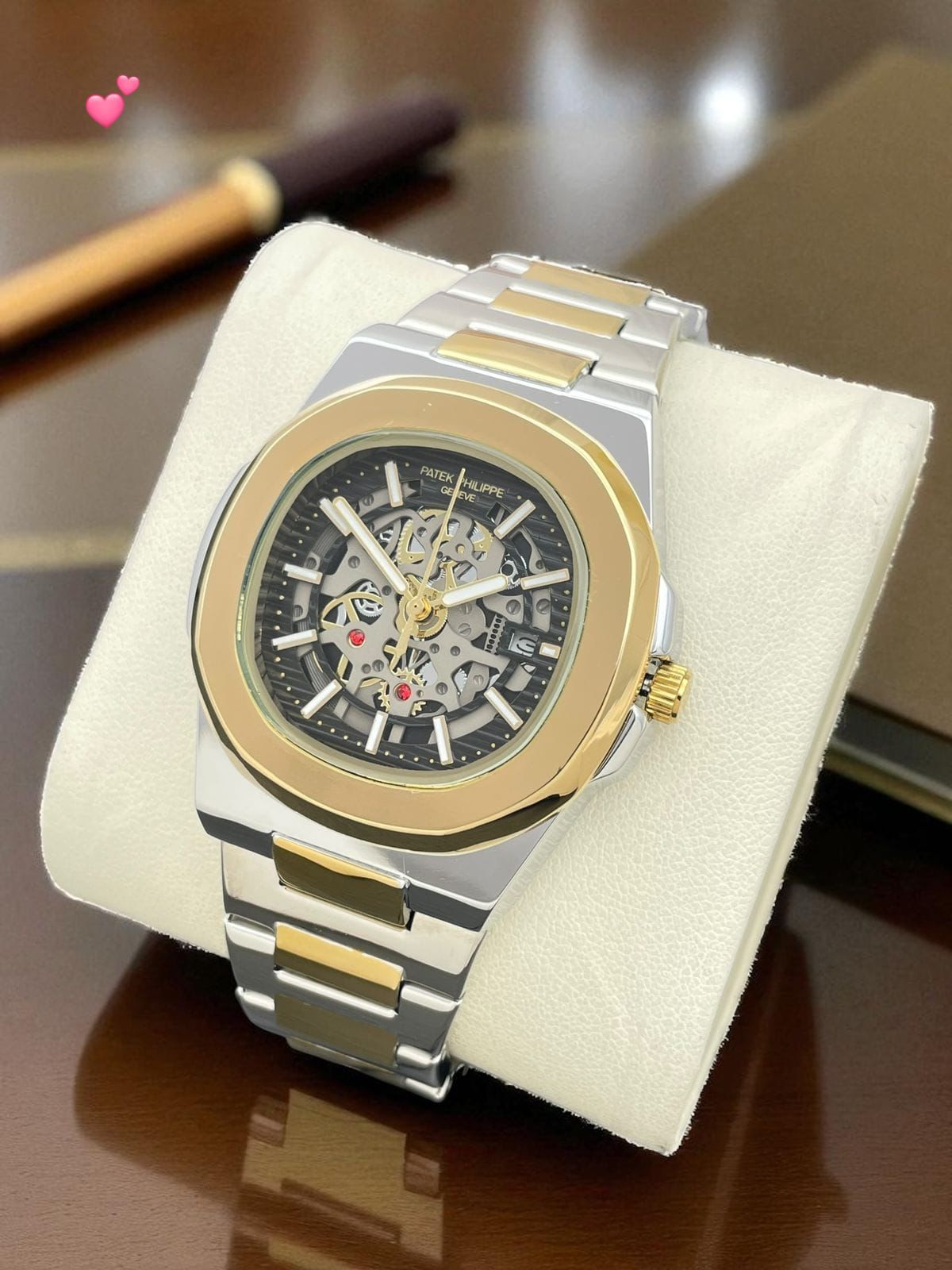 Buy First Copy Patek Philippe Nautilus Skeleton Two-Tone Gold 40mm Quartz Movement Men’s Watch - Master Quality 7A Mirror at Lowest Price Online India