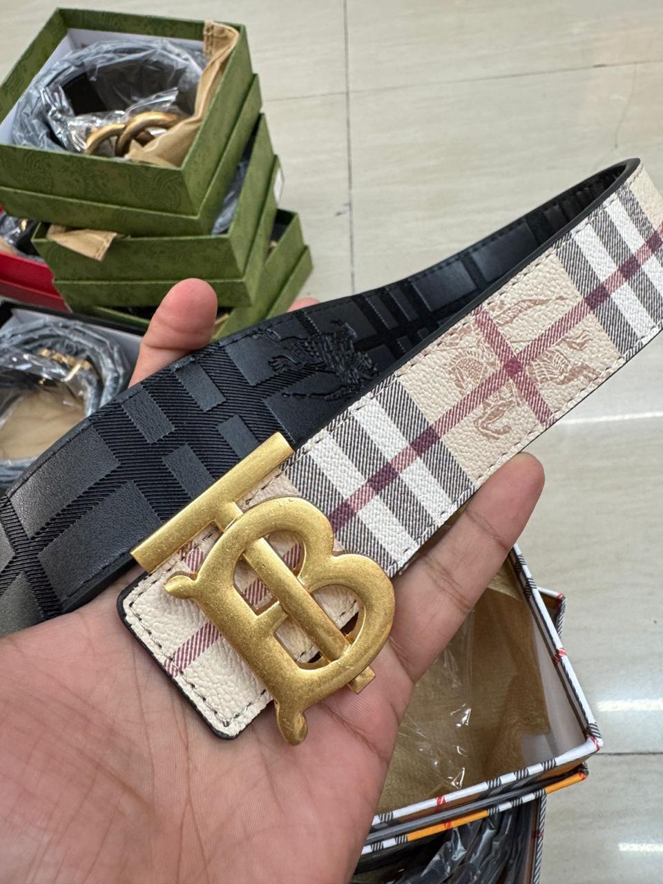 Buy First Copy Burberry TB Reversible Unisex Belt - Master Quality 7A Mirror at Lowest Price Online India