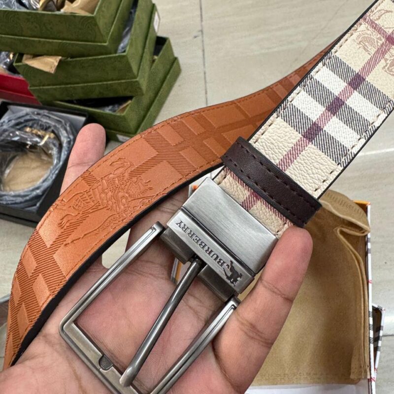 Buy First Copy Burberry Tan/Brown Reversible Men’s Belt - Master Quality 7A Mirror at Lowest Price Online India