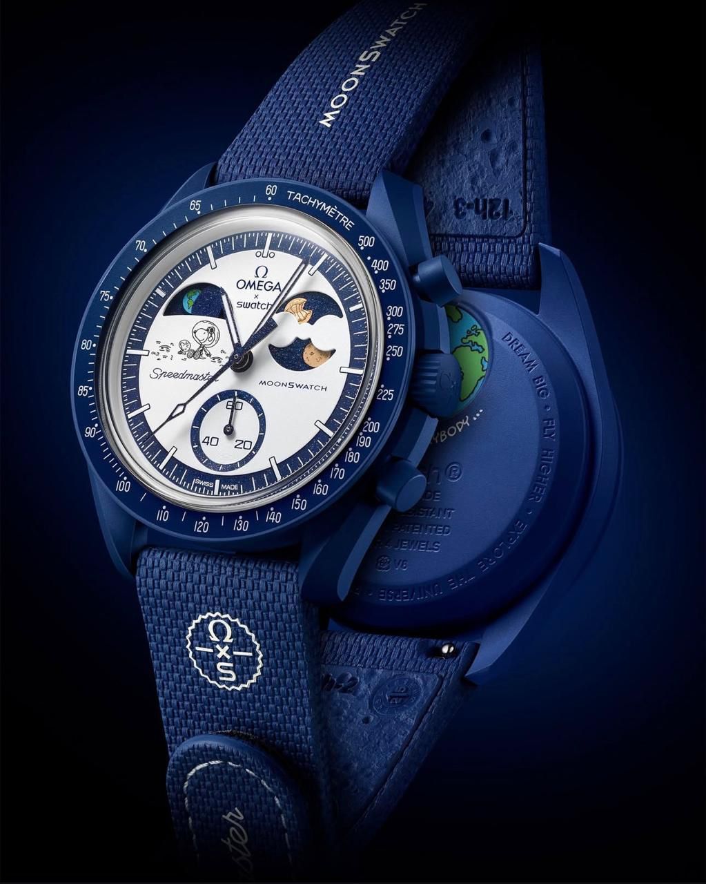 Buy First Copy Omega x Swatch Speedmaster MoonSwatch Blue 43mm Chronograph Men’s Watch - Master Quality 7A Mirror at Lowest Price Online India