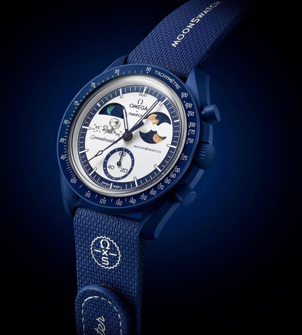 Buy First Copy Omega x Swatch Speedmaster MoonSwatch Blue 43mm Chronograph Men’s Watch - Master Quality 7A Mirror at Lowest Price Online India