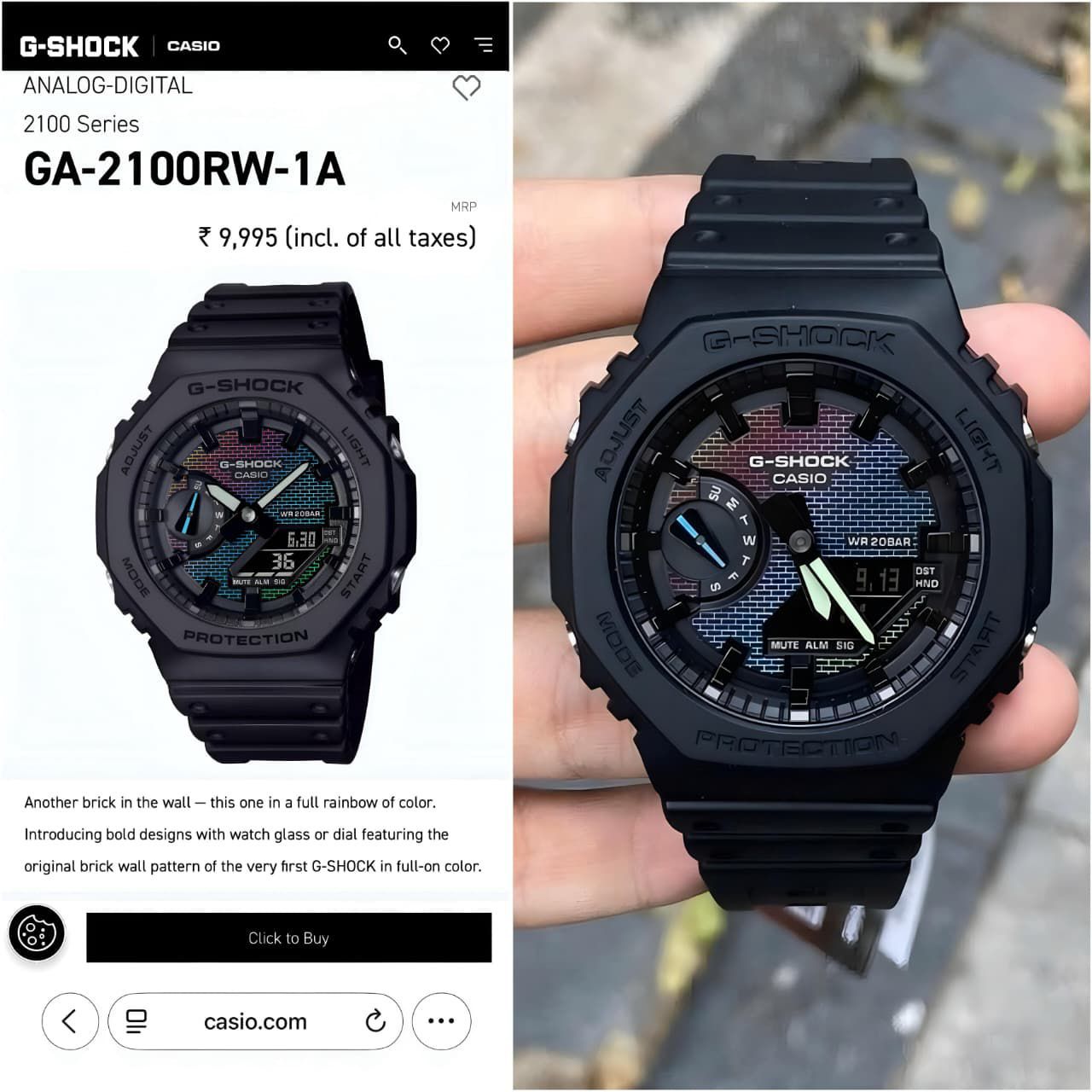 Buy First Copy G-Shock Casio Oak GA-2100RW-1A Unisex Watch - Master Quality 7A Mirror at Lowest Price Online India