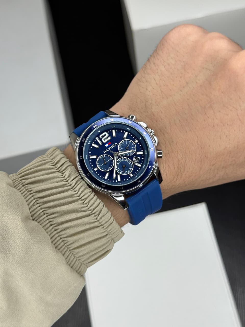 Buy First Copy Tommy Hilfiger Men’s Chronograph Blue Silicone Strap Watch 42mm - Master Quality 7A Mirror at Lowest Price Online India