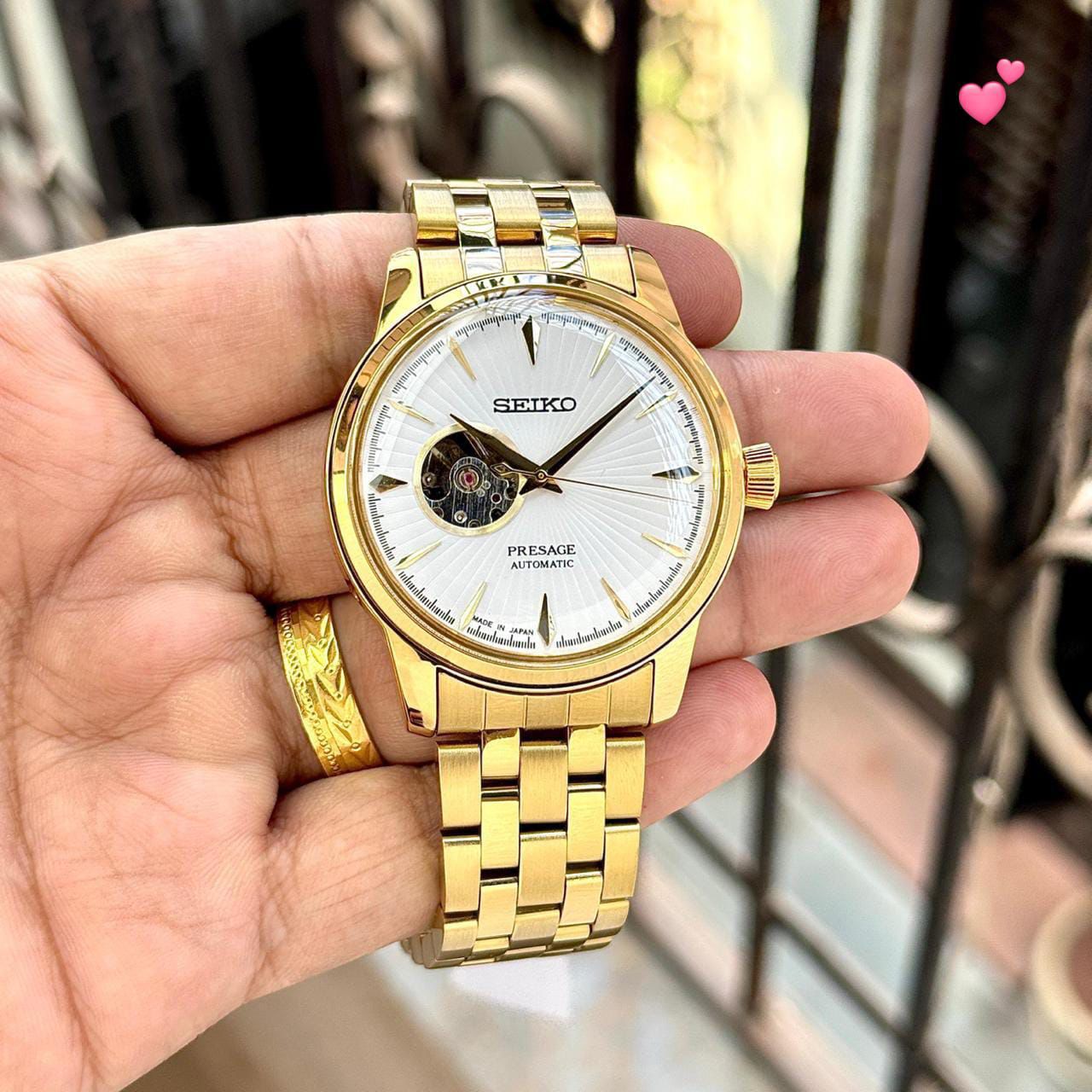 Buy First Copy Seiko Presage Cocktail Time Grasshopper Sapphire glass 43mm Open Heart Automatic Men’s Watch - Master Quality 7A Mirror at Lowest Price Online India