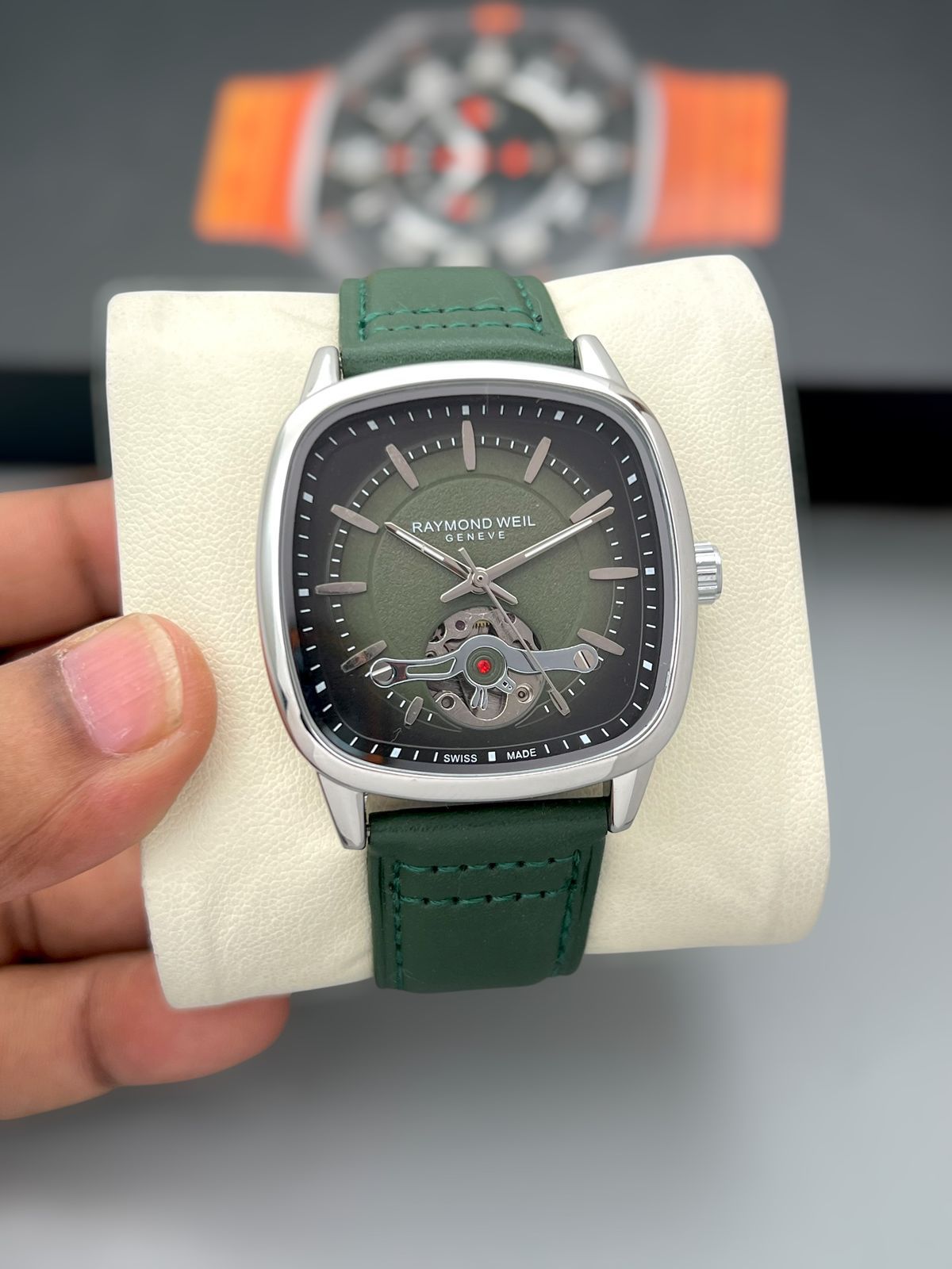 Buy First Copy Raymond Weil Freelancer Skeleton Swiss Made Leather Strap Open-Heart 45mm Automatic Men’s Watch - Master Quality 7A Mirror at Lowest Price Online India