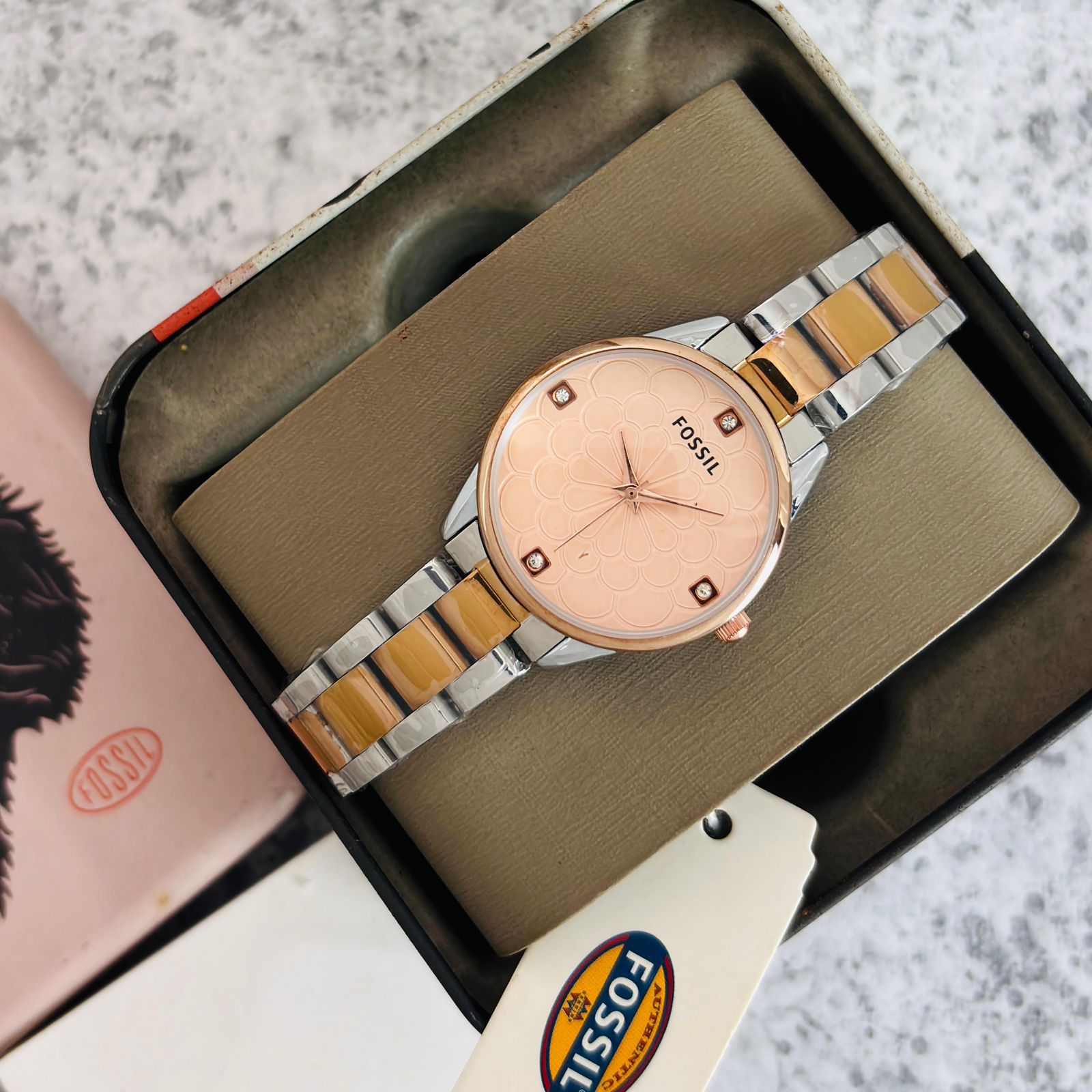 Buy First Copy Fossil Carlie ES5156 Stainless Steel 35mm Quartz Movement Women’s Watch - Master Quality 7A Mirror at Lowest Price Online India