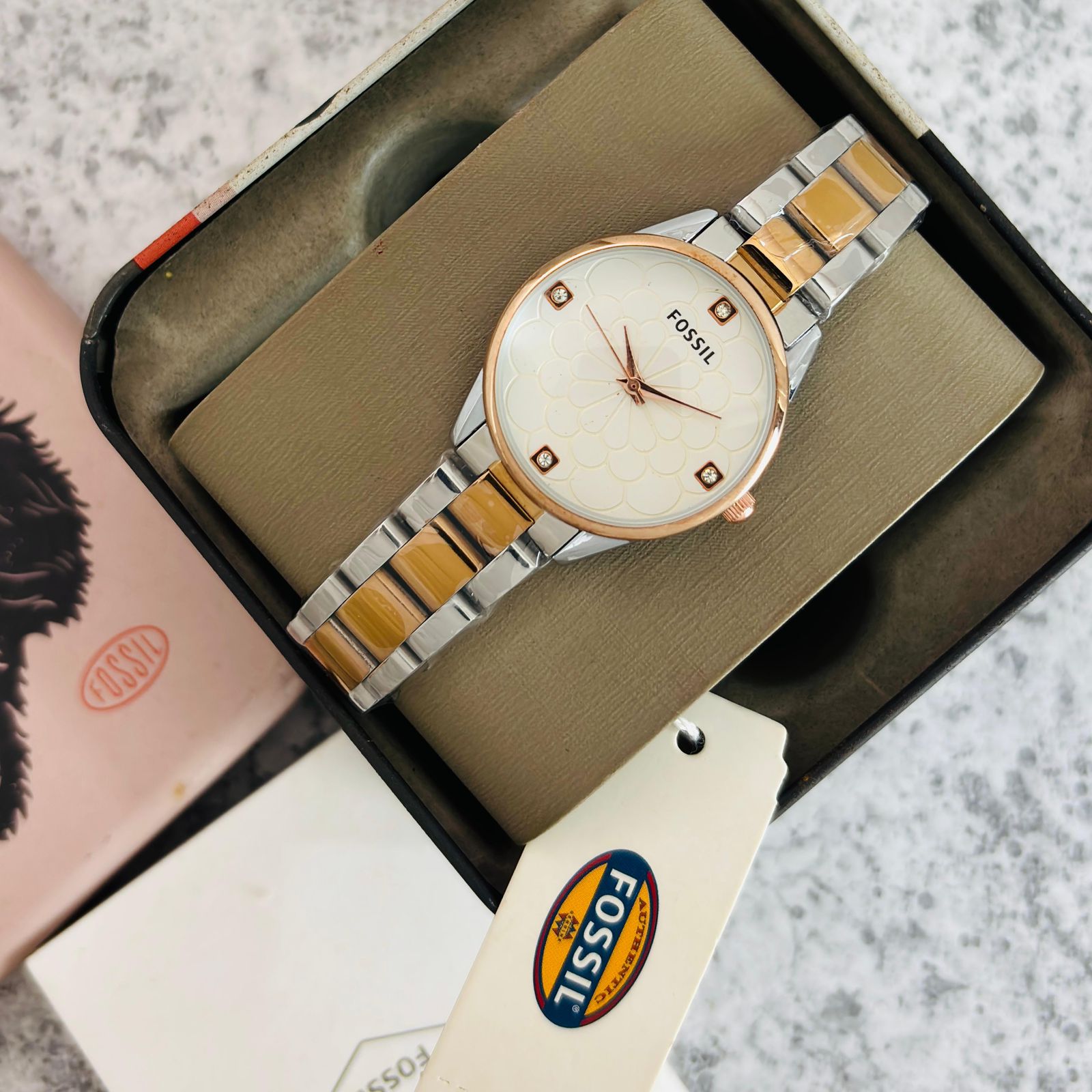 Buy First Copy Fossil Carlie ES5156 Stainless Steel 35mm Quartz Movement Women’s Watch - Master Quality 7A Mirror at Lowest Price Online India