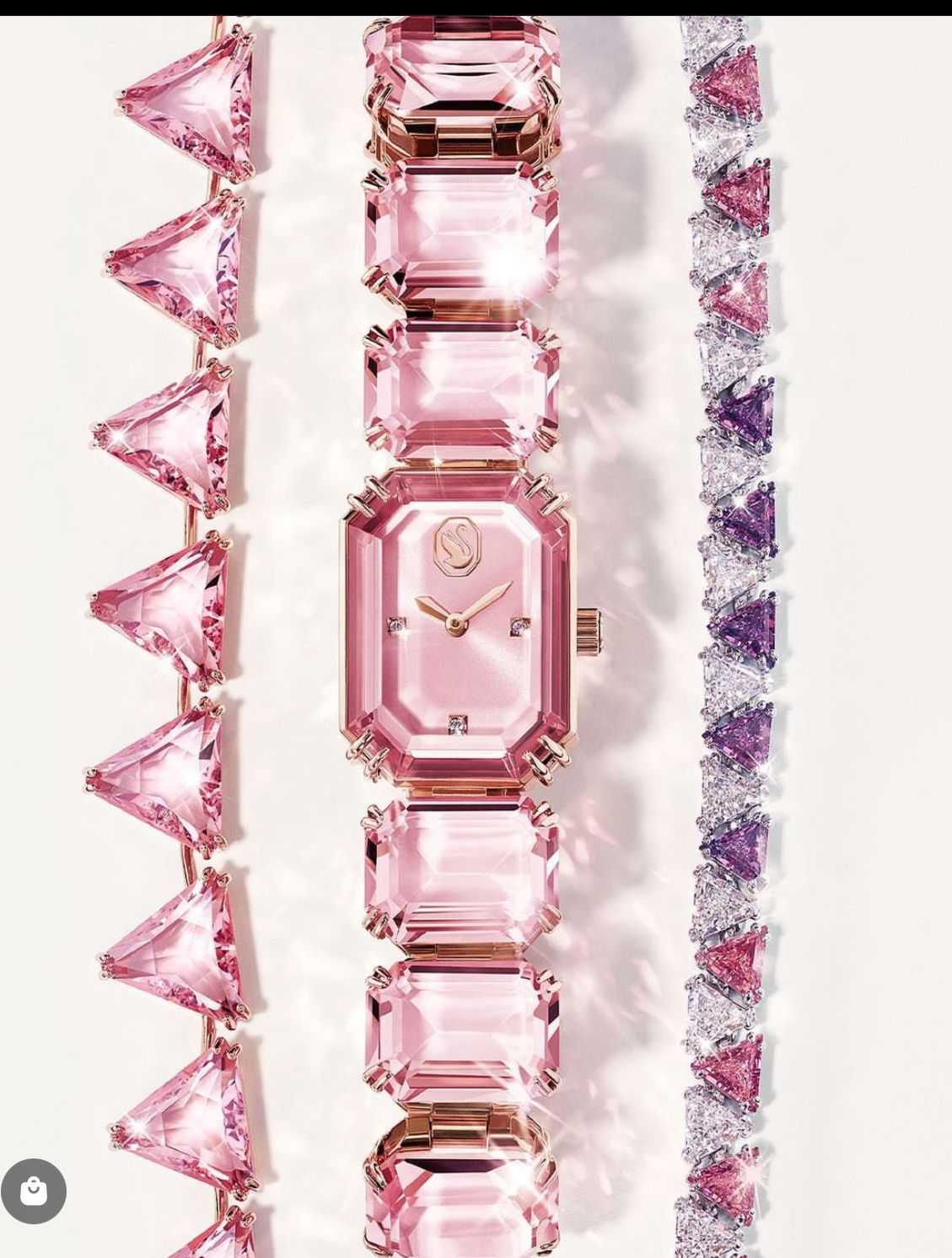 Buy First Copy Swarovski Crystal Octagon Rose Gold Stainless Steel Crystal 23mm Quartz Machine Ladies Watch - Master Quality 7A Mirror at Lowest Price Online India