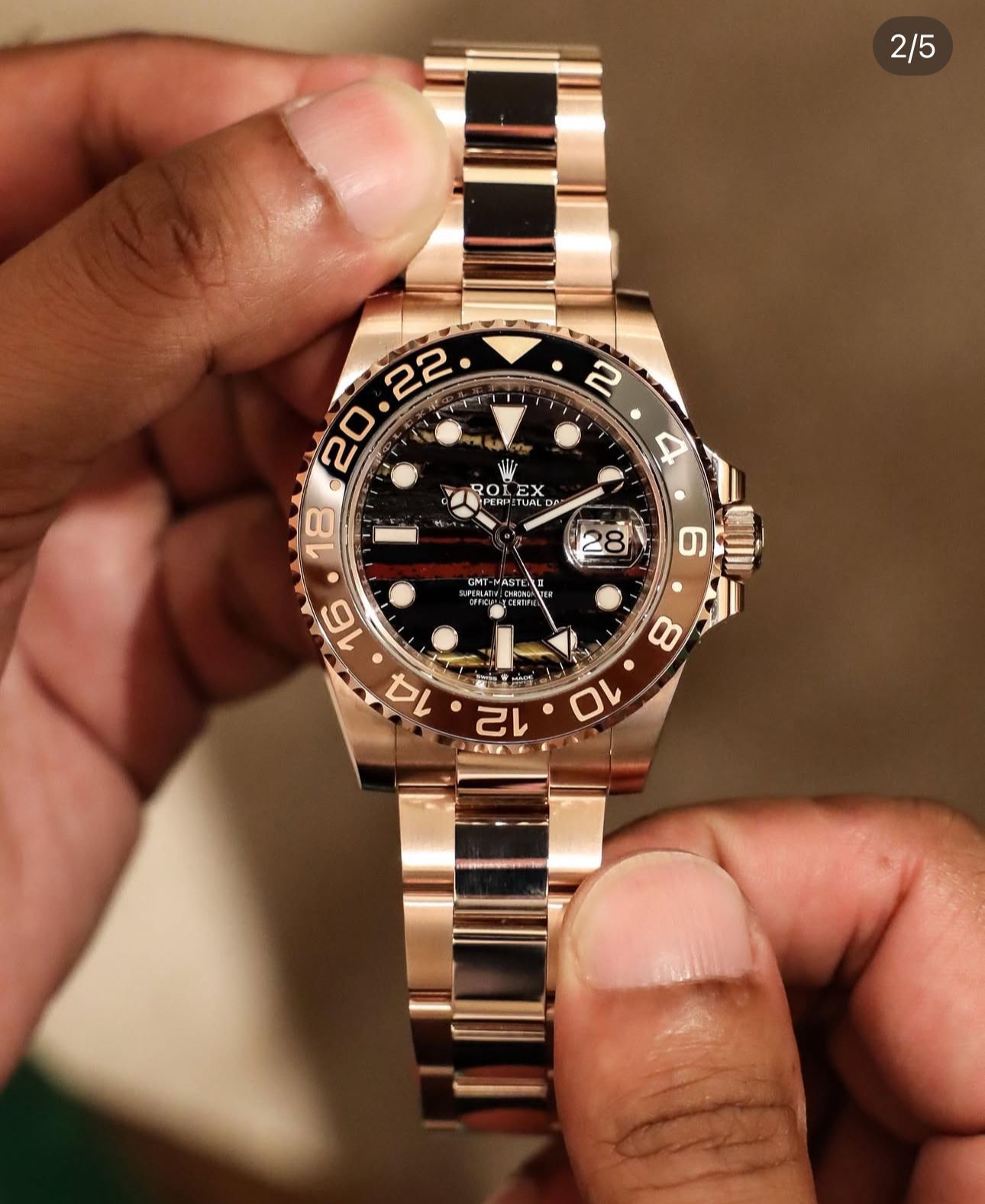 Buy First Copy Rolex GMT-Master II Everose 2025 Edition Men’s Automatic Watch 41mm - Master Quality 7A Mirror at Lowest Price Online India