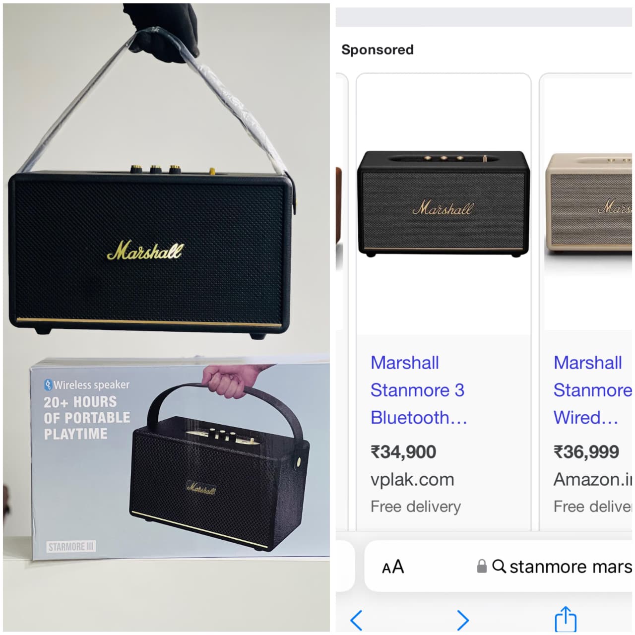 Buy First Copy MARSHALL Stanmore III High-End Big Size Bluetooth Speaker - Master Quality 7A Mirror at Lowest Price Online India