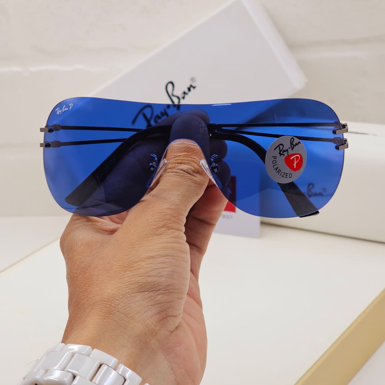 Buy First Copy Ray-Ban Men’s Sunglasses Single Shield Blue Polarized - Master Quality 7A Mirror at Lowest Price Online India