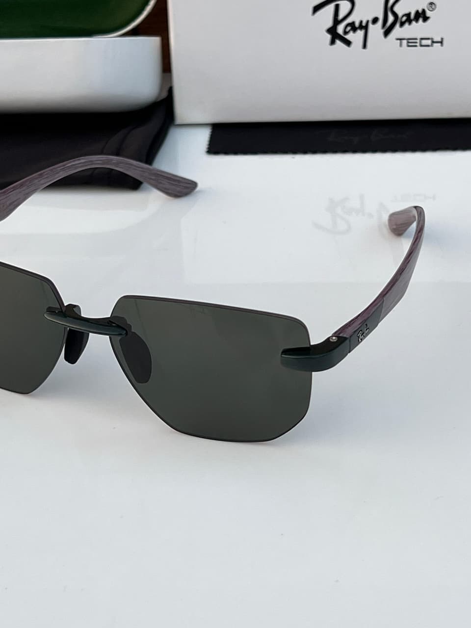 Buy First Copy Ray-Ban Tech Rimless Square Unisex Sunglasses - Master Quality 7A Mirror at Lowest Price Online India