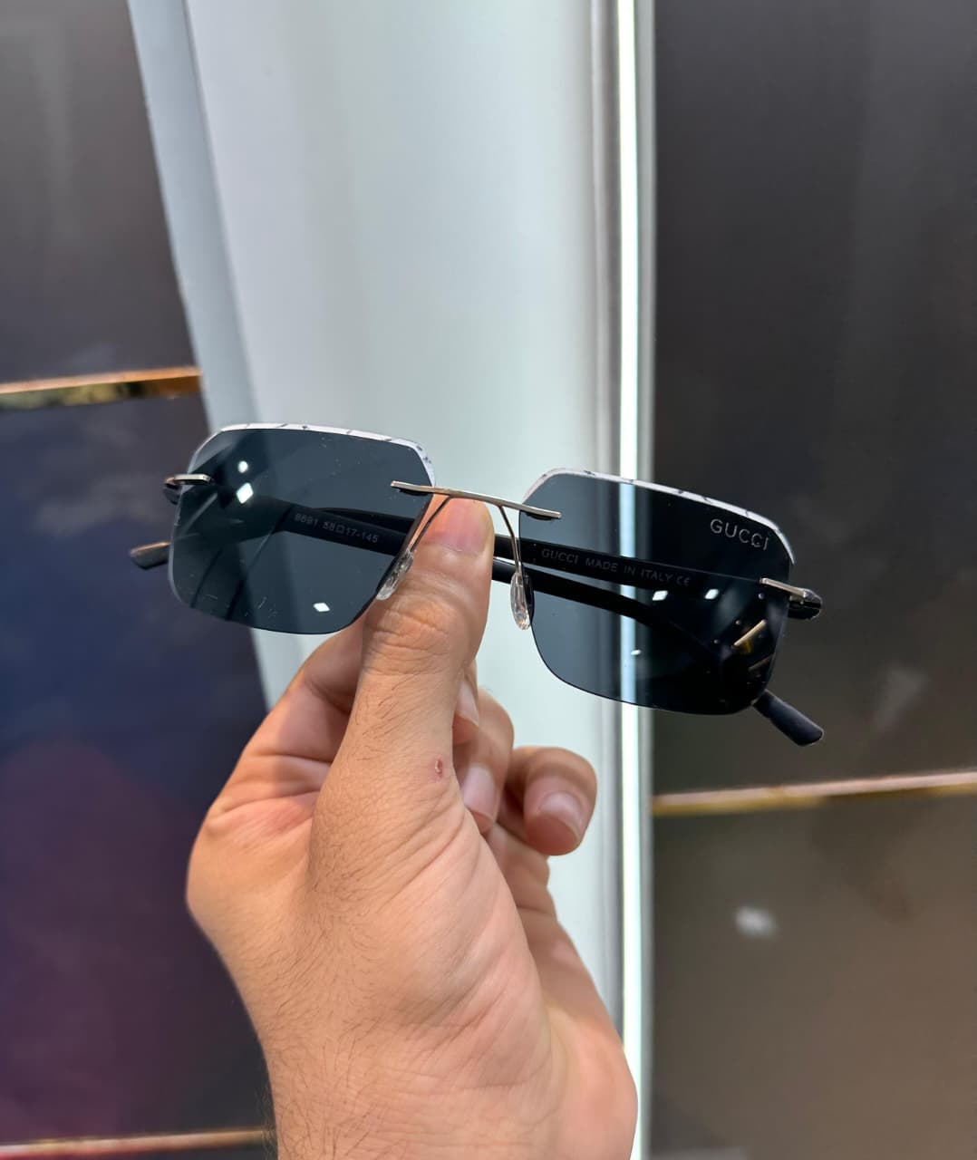 Buy First Copy Gucci Unisex Sunglasses Rectangular Rimless - Master Quality 7A Mirror at Lowest Price Online India