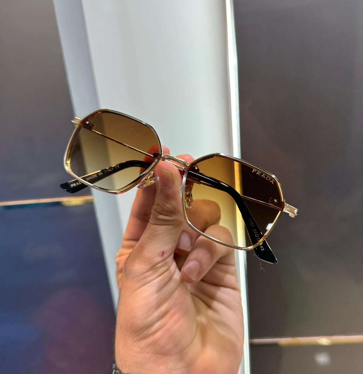 Buy First Copy Prada Geometric Gold-Brown Unisex Sunglasses - Master Quality 7A Mirror at Lowest Price Online India