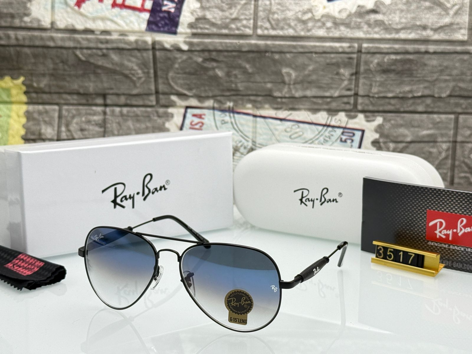 Buy First Copy Ray-Ban Aviator Men's Sunglasses – packaging showing authentic design. Cash on Delivery available, Free shipping across India, Pan India delivery, UV400 protection lenses