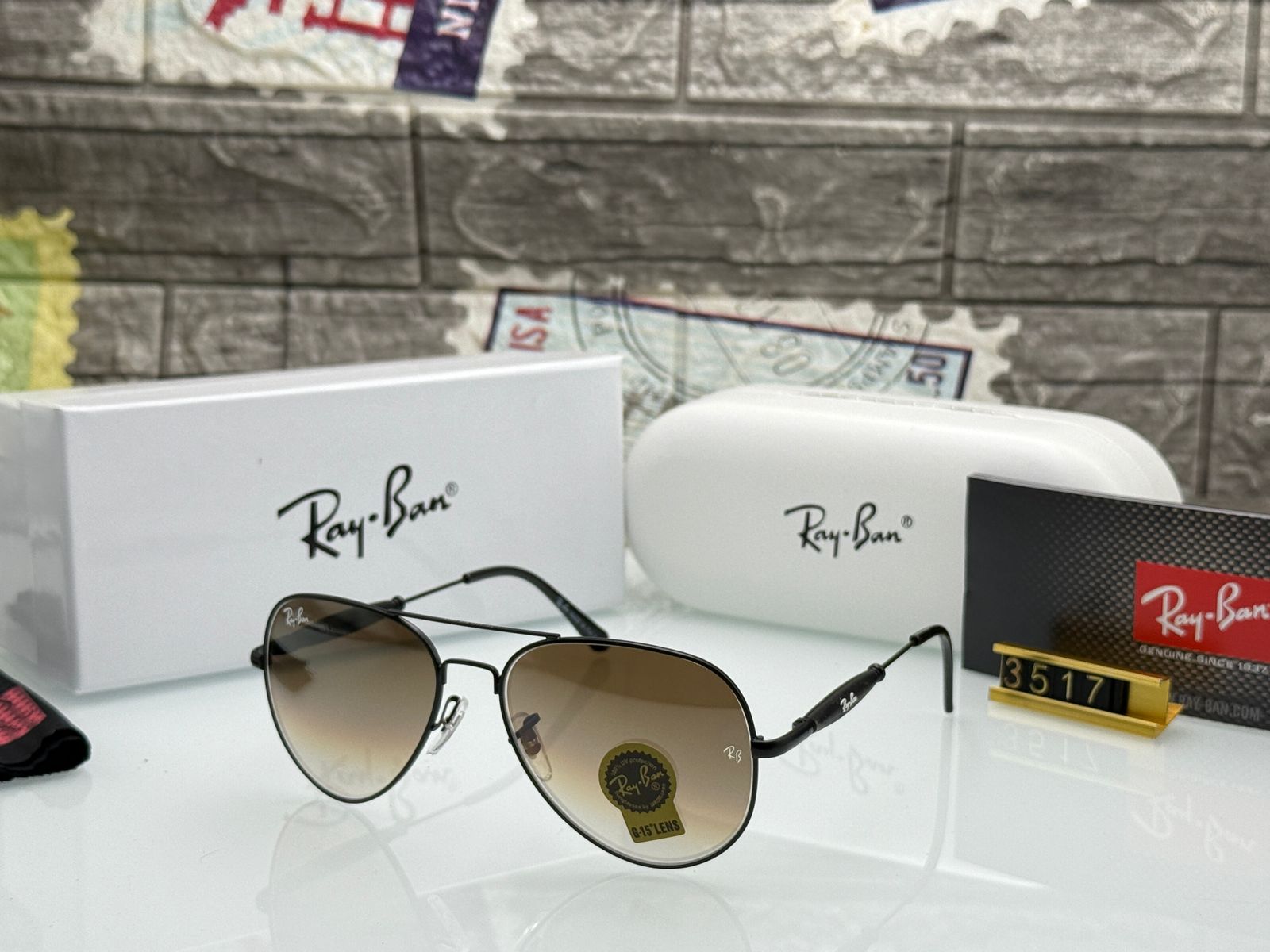 Buy First Copy Ray-Ban Aviator Men's Sunglasses – detail shot showing authentic design. Cash on Delivery available, Free shipping across India, Pan India delivery, UV400 protection lenses